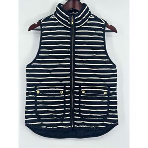 J Crew size S striped quilted DOWN vest navy